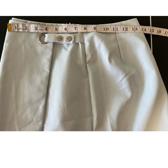 Francesca's Faux Leather Powder Blue Mini Skirt Zip Closure Small New - Picture 7 of 8
